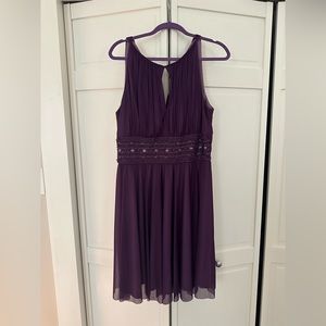 Purple Jessica Howard Tie Neck MIDI Dress
